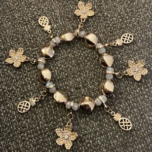 Lilly Pulitzer “Love You Bunches” Pineapple & Crystal Flower Charm Bracelet
